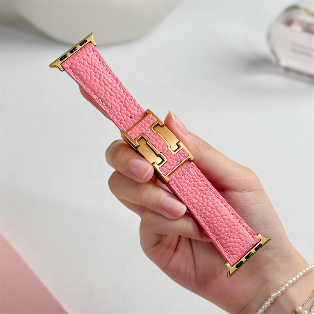 Lychee Leather Strap For Apple Watch