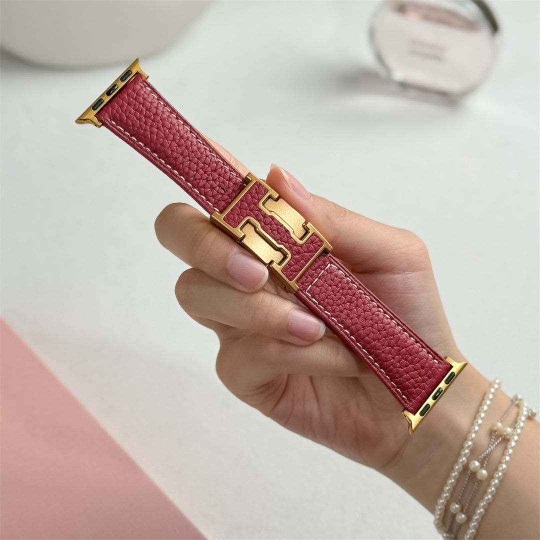 Lychee Leather Strap For Apple Watch