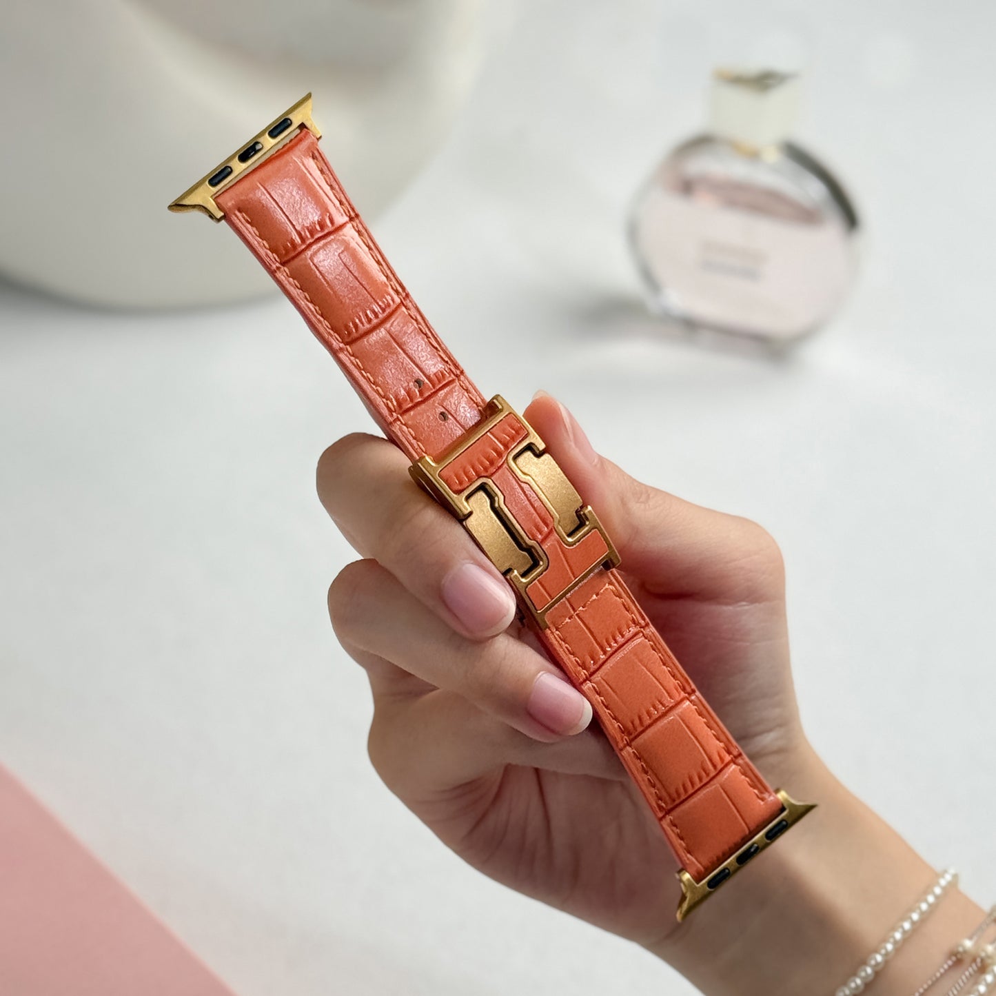 Alligator Leather Strap For Apple Watch