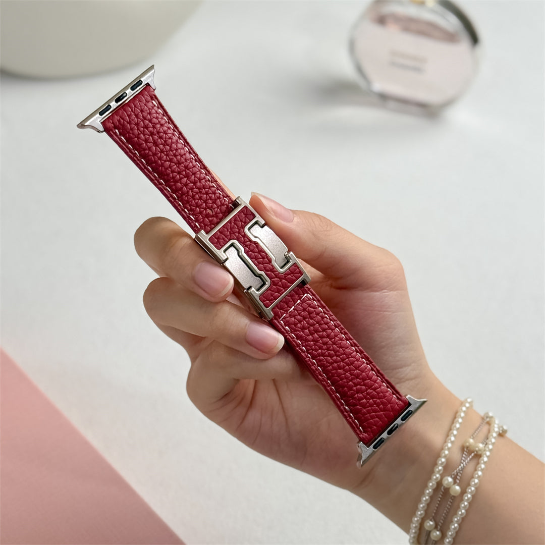 Lychee Leather Strap For Apple Watch