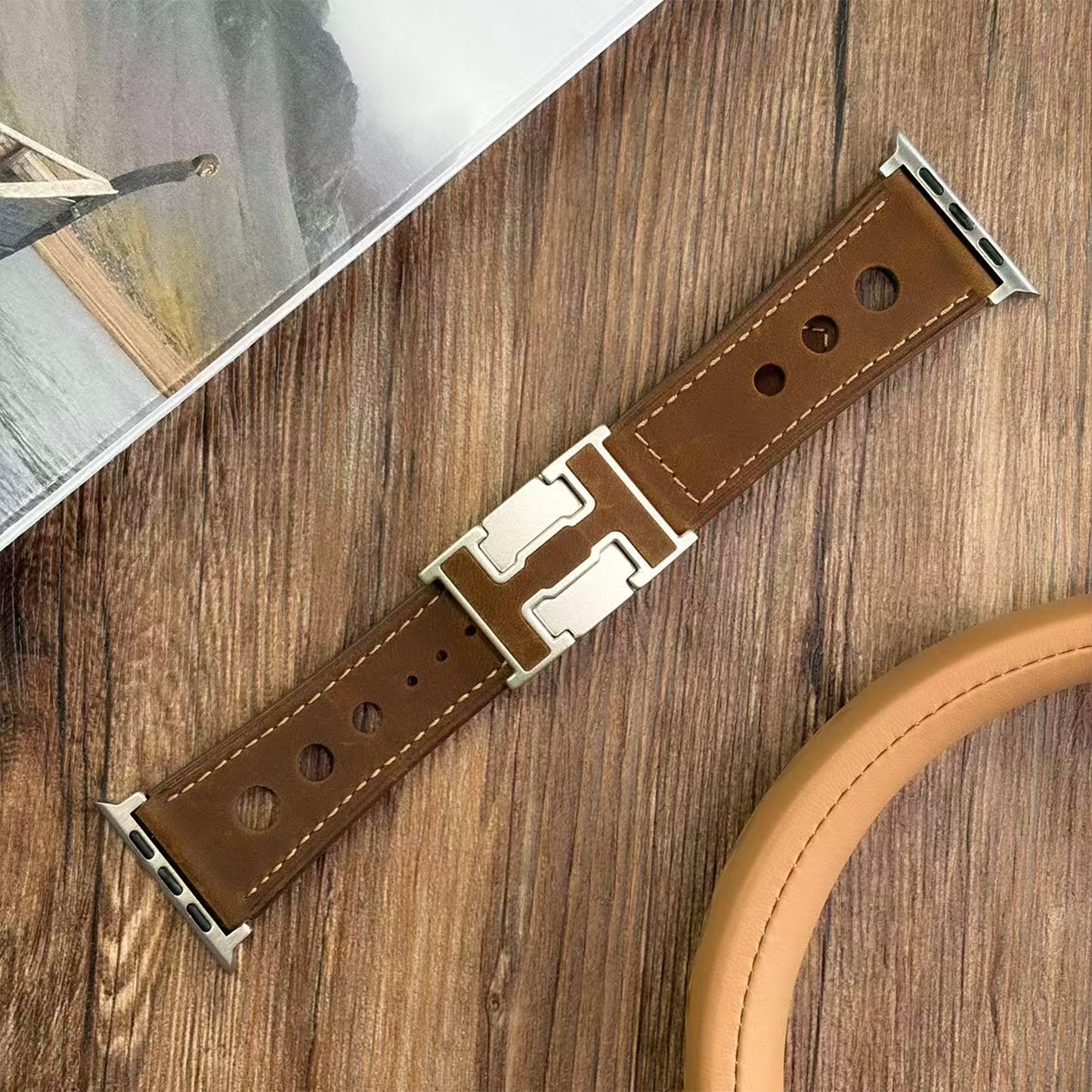LX Leather Magnetic Buckle Band For Apple Watch