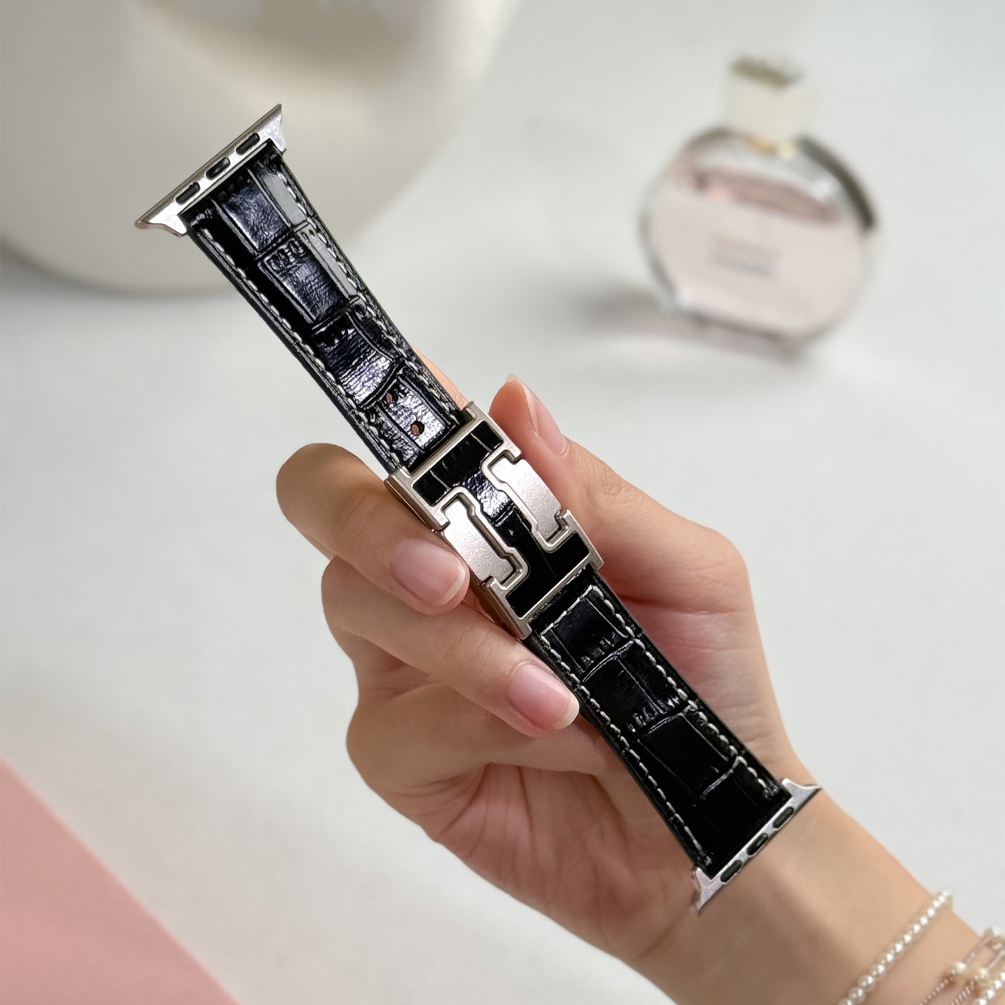 Alligator Leather Strap For Apple Watch