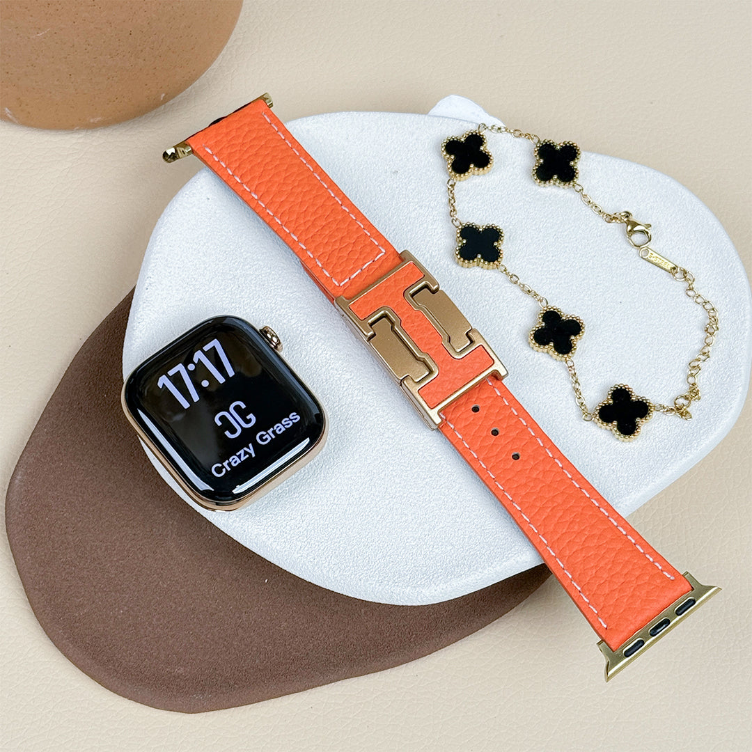 Lychee Leather Strap For Apple Watch