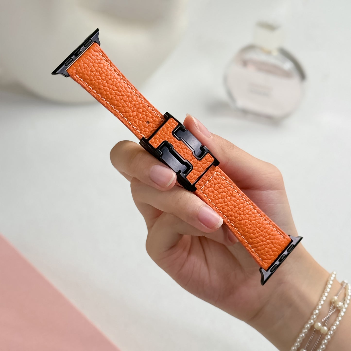 Lychee Leather Strap For Apple Watch