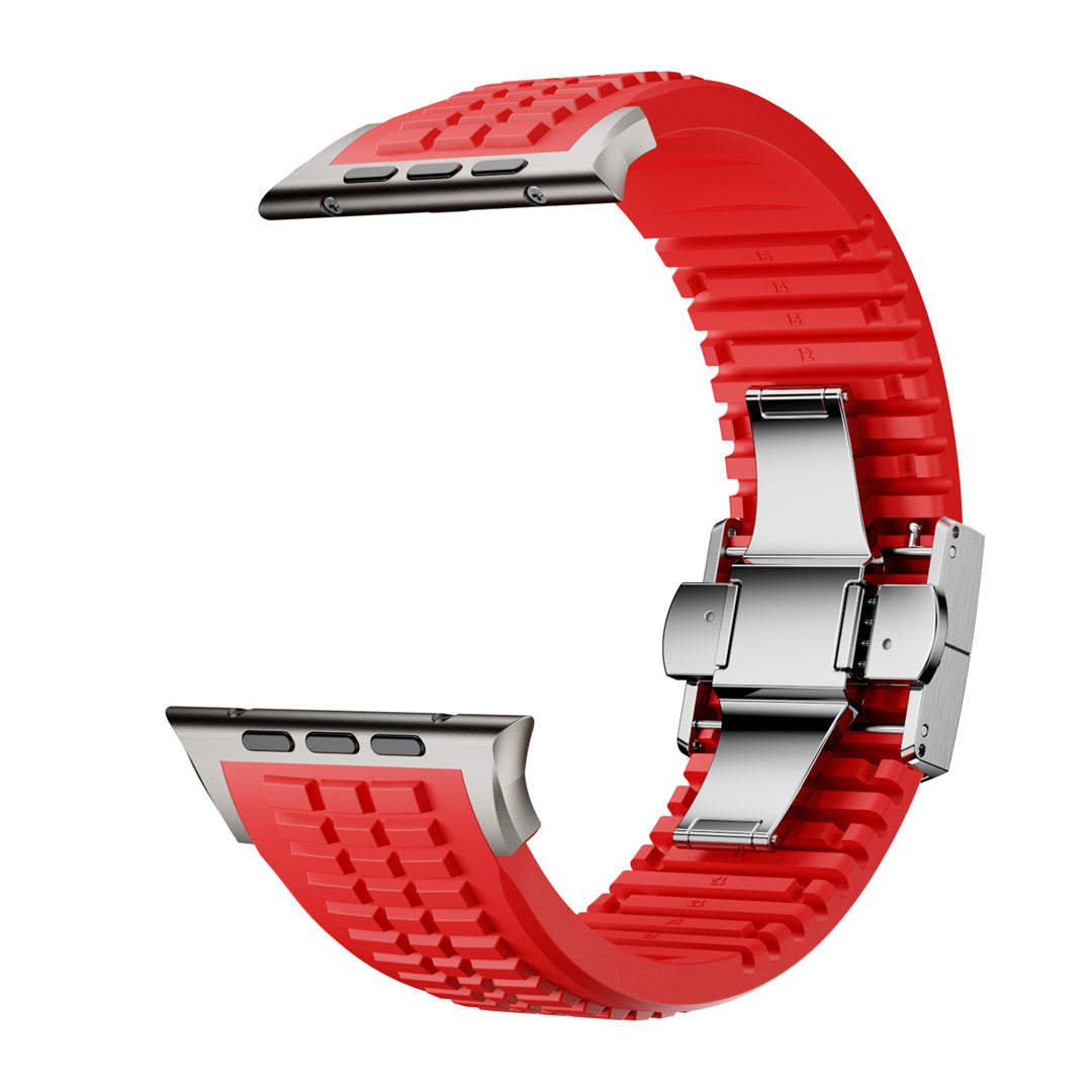 #Color_Red Band-Silver Buckle