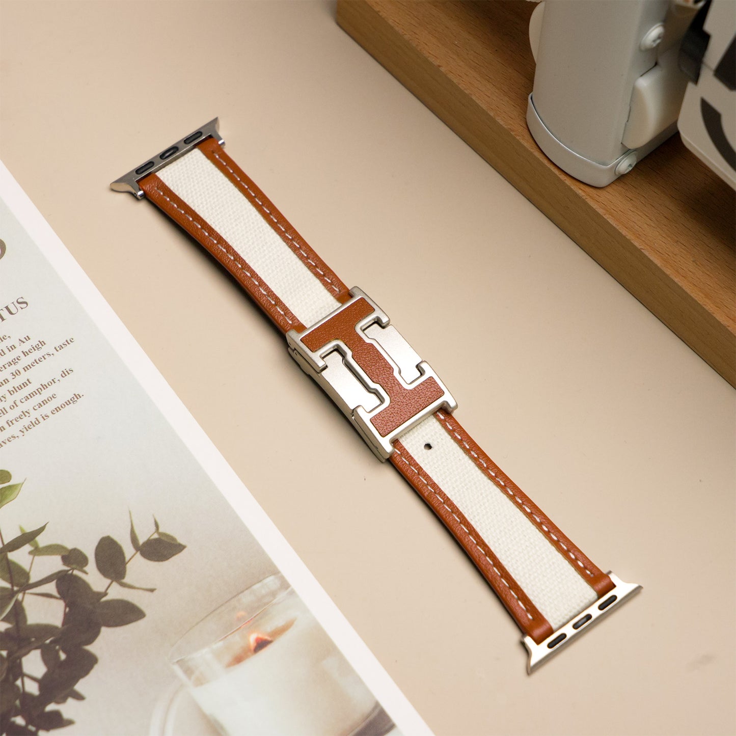 Leather Magnetic Buckle Strap For Apple Watch