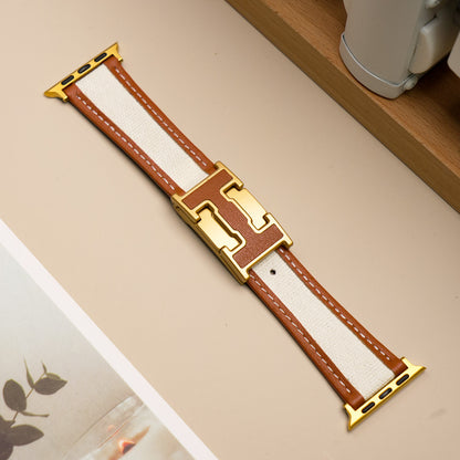 Leather Magnetic Buckle Strap For Apple Watch
