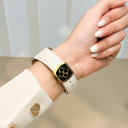 Luxury Butterfly Buckle Leather Strap For Apple Watch