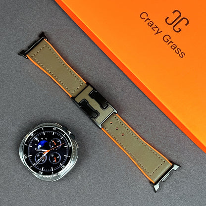 Leather & Silicone Magnetic Band For Samsung Galaxy Watch