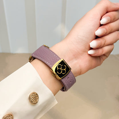 Luxury Butterfly Buckle Leather Strap For Apple Watch