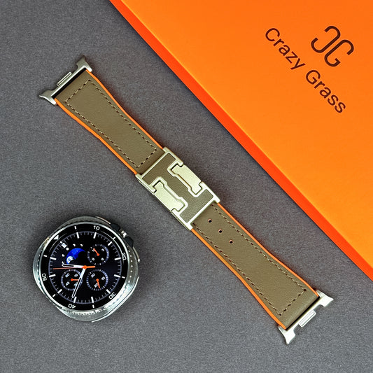 Leather & Silicone Magnetic Band For Samsung Galaxy Watch