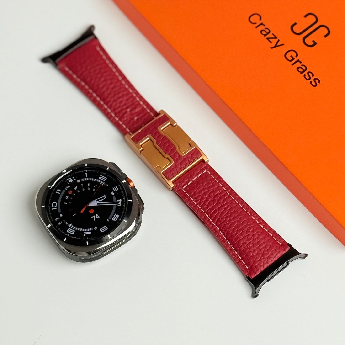 Lychee Leather Band For Samsung Galaxy Watch Ultra