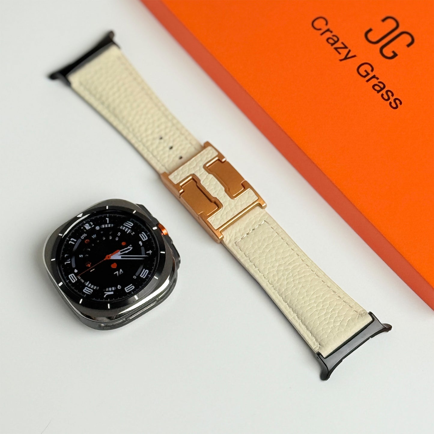 Lychee Leather Band For Samsung Galaxy Watch Ultra
