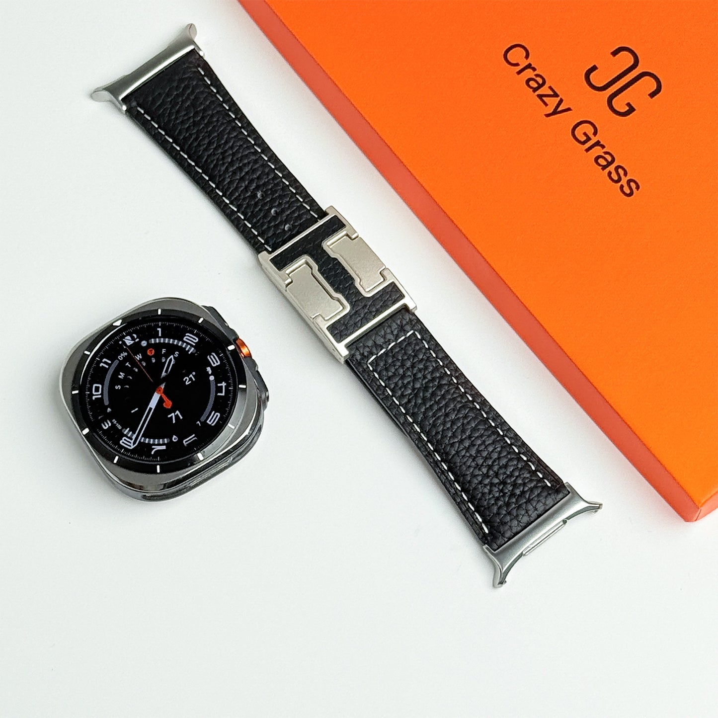 Lychee Leather Band For Samsung Galaxy Watch Ultra