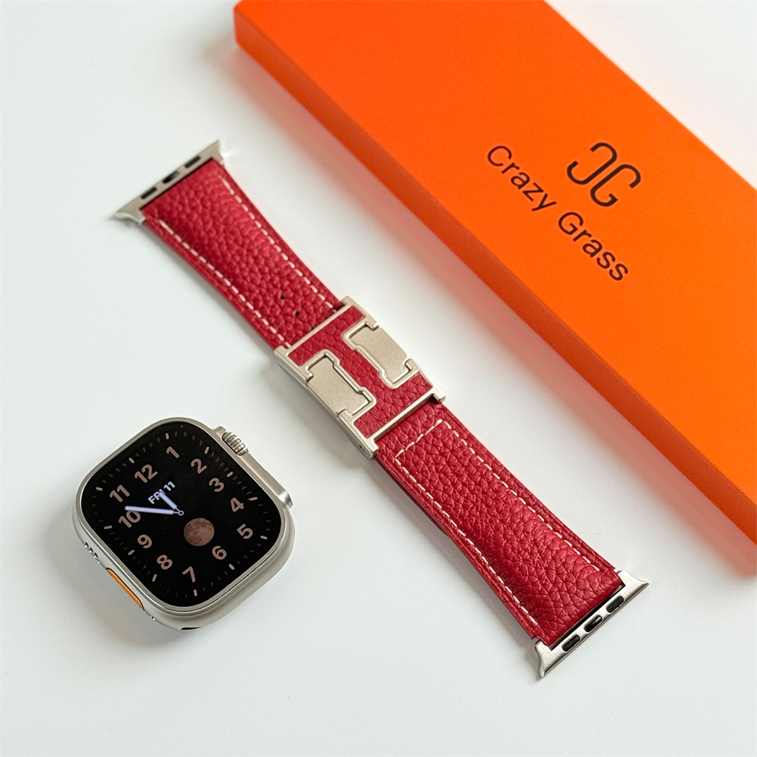 Lychee Leather Band For Apple Watch