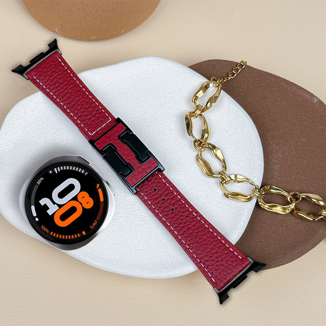 Lychee Leather Strap For Samsung Galaxy Watch