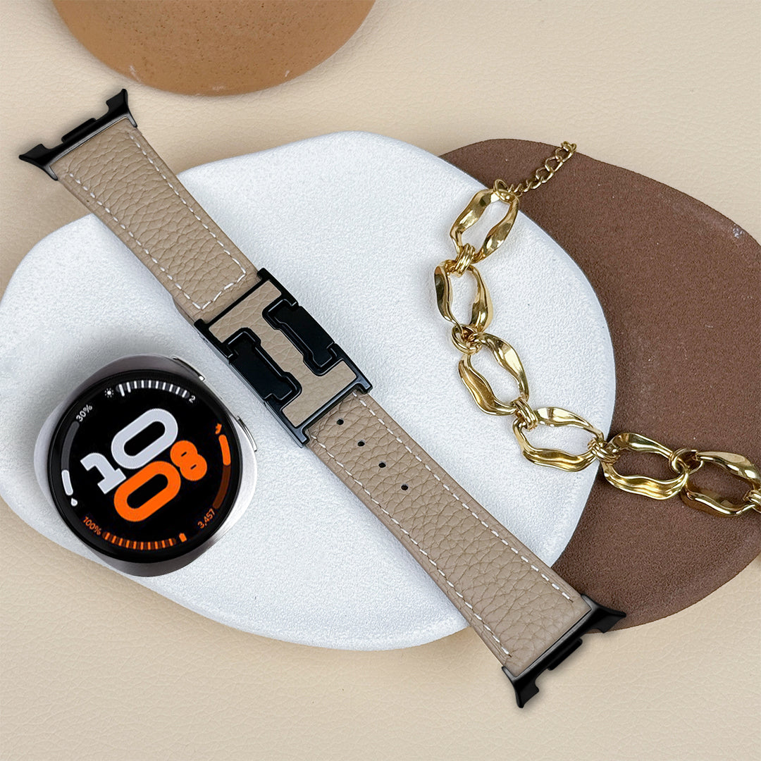 Lychee Leather Strap For Samsung Galaxy Watch