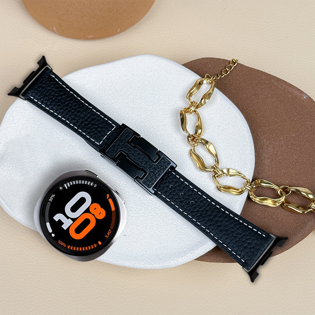 Lychee Leather Strap For Samsung Galaxy Watch