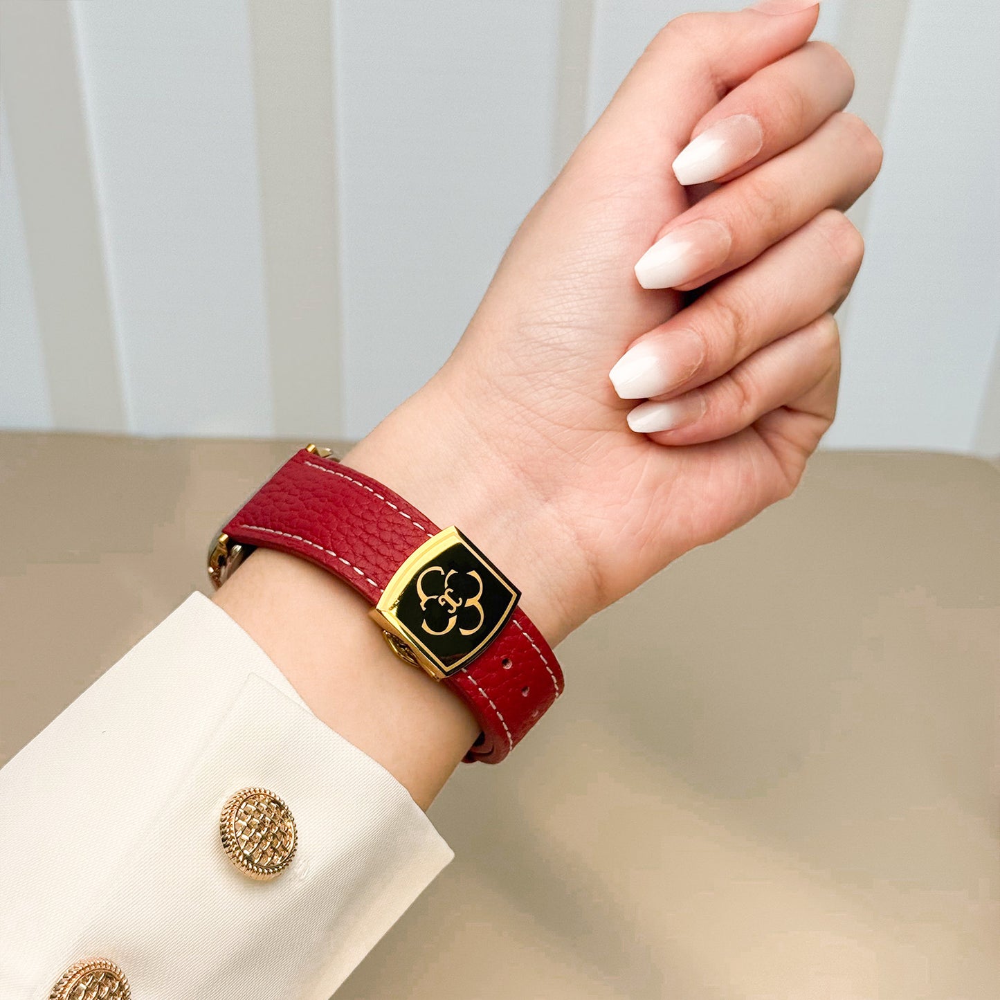 Luxury Butterfly Buckle Leather Strap For Apple Watch