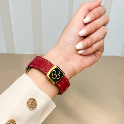 Luxury Butterfly Buckle Leather Strap For Apple Watch