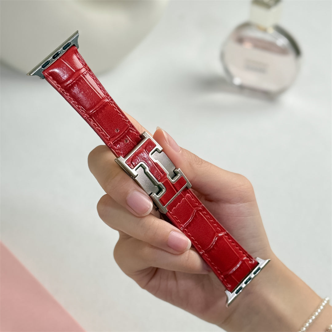 Alligator Leather Strap For Apple Watch