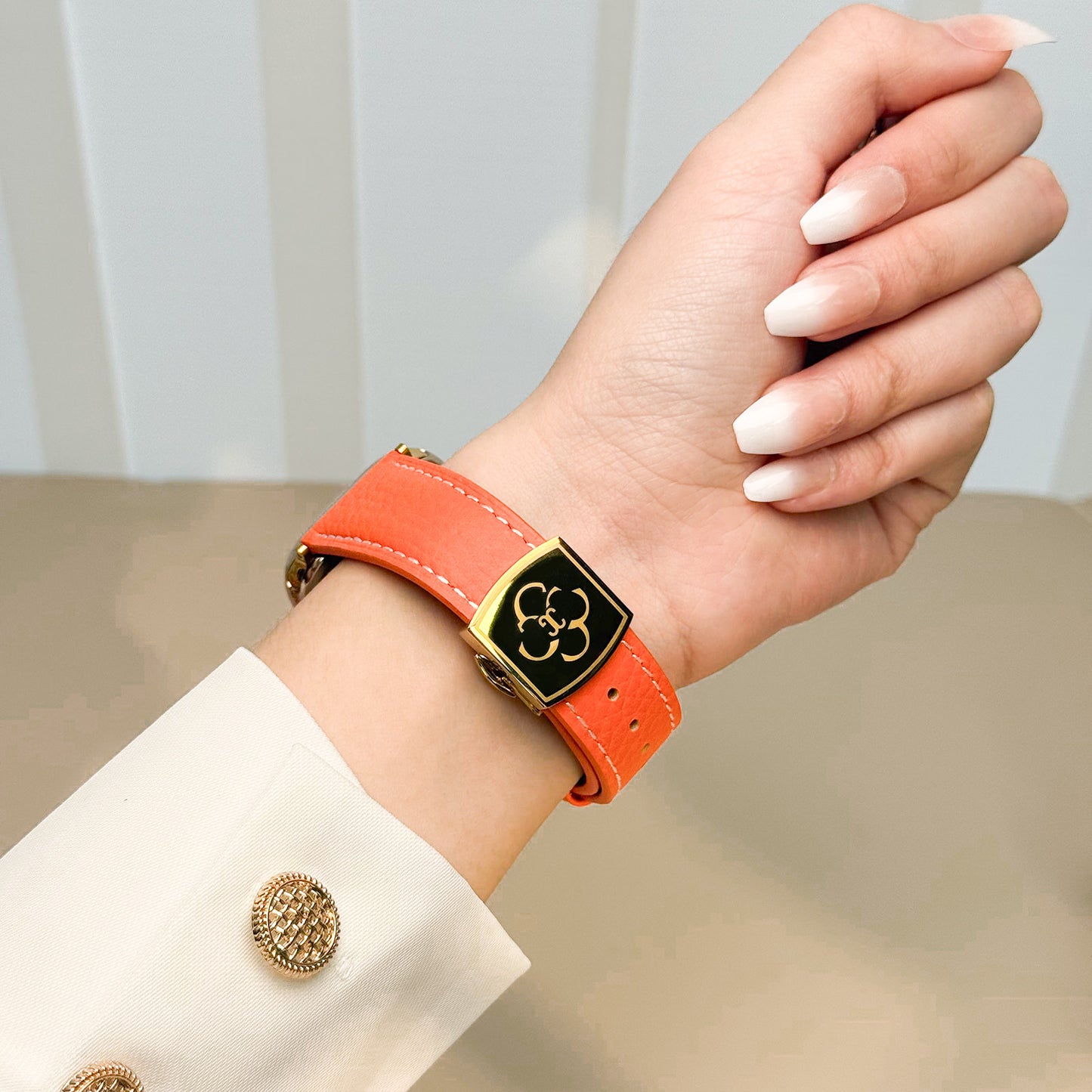 Luxury Butterfly Buckle Leather Strap For Apple Watch