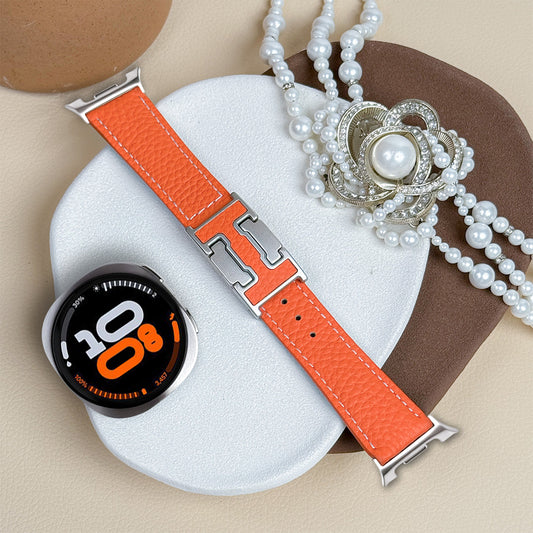 Lychee Leather Strap For Samsung Galaxy Watch