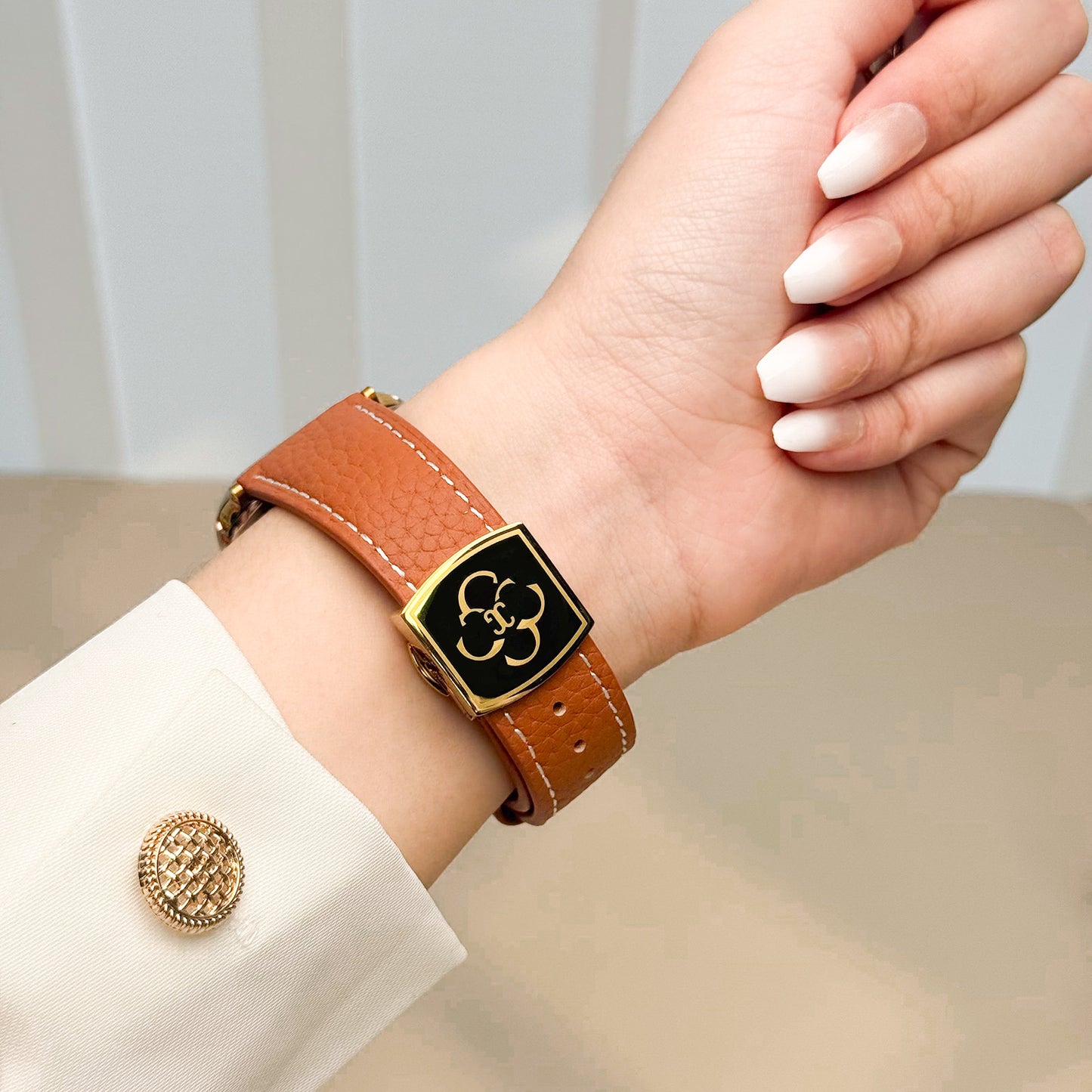 Luxury Butterfly Buckle Leather Strap For Apple Watch