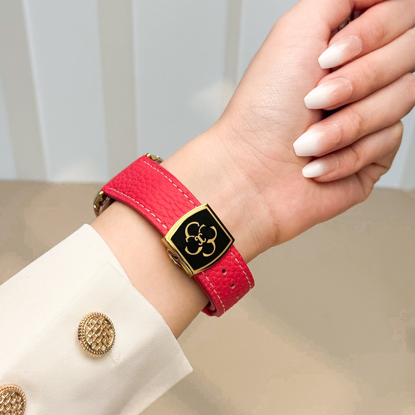 Luxury Butterfly Buckle Leather Strap For Apple Watch