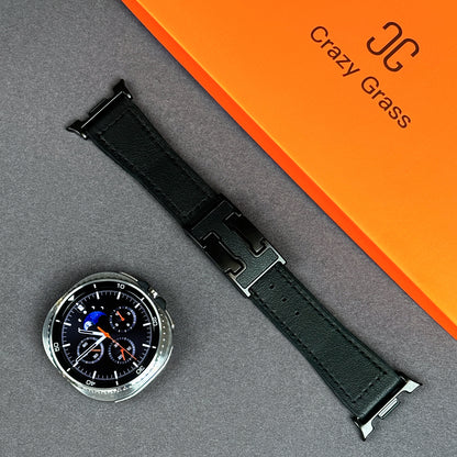 Leather & Silicone Magnetic Band For Samsung Galaxy Watch