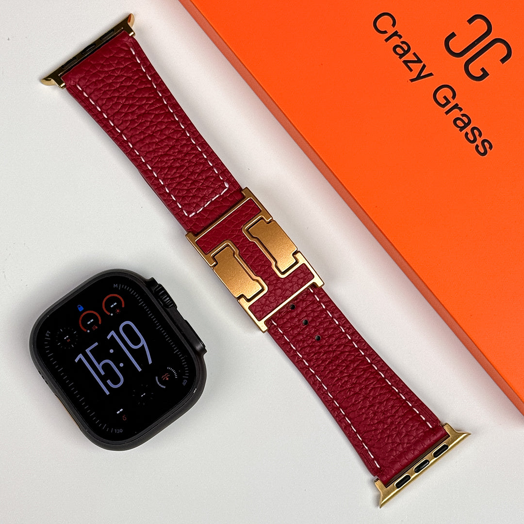 Lychee Leather Band For Apple Watch