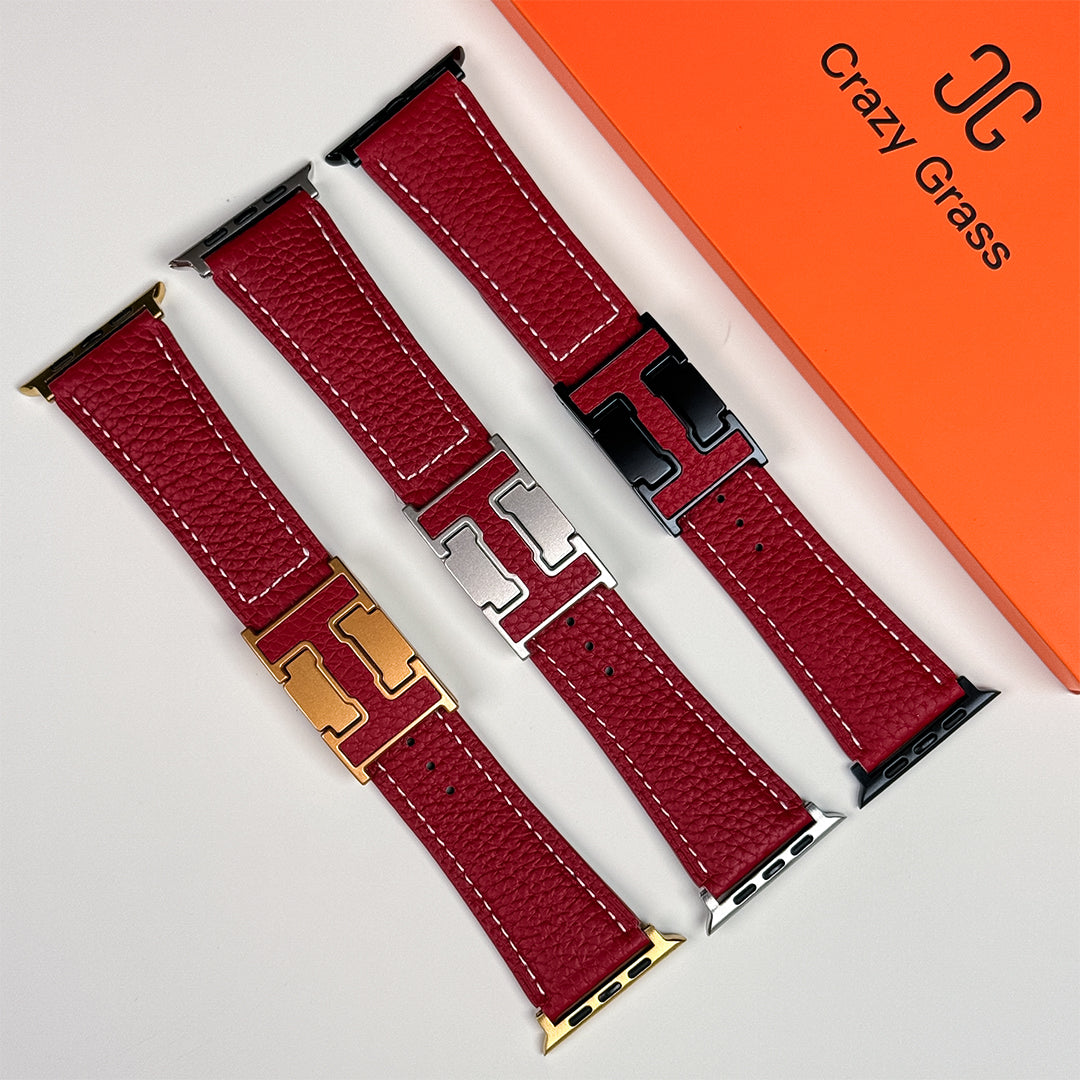 Lychee Leather Band For Apple Watch