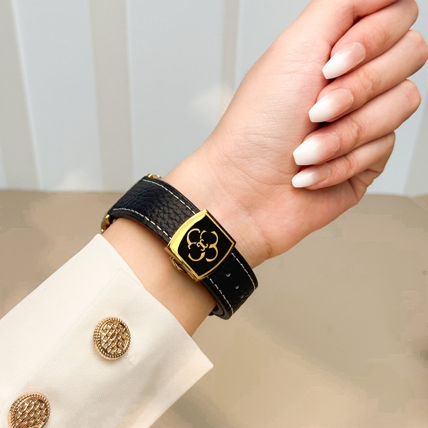 Luxury Butterfly Buckle Leather Strap For Apple Watch