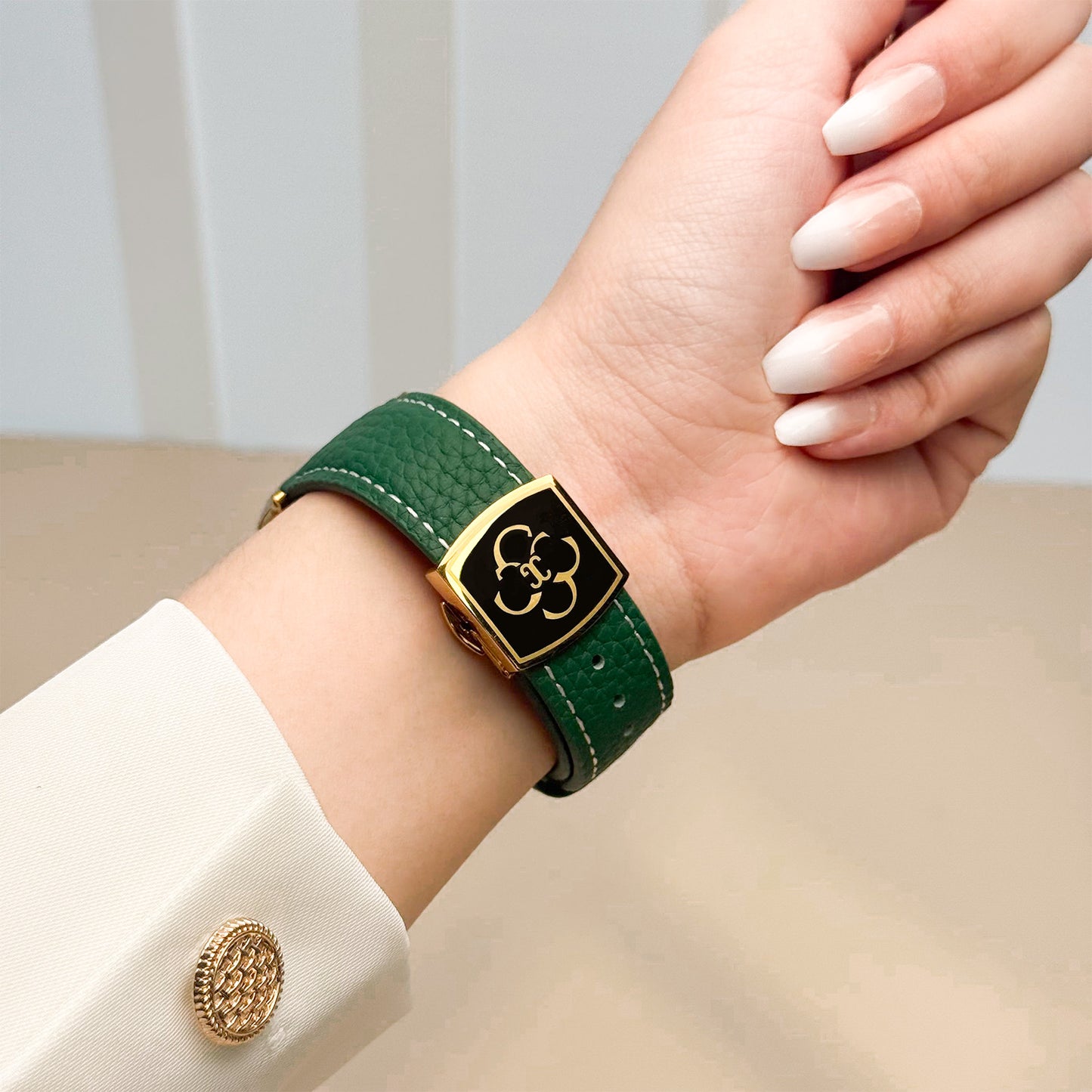 Luxury Butterfly Buckle Leather Strap For Apple Watch