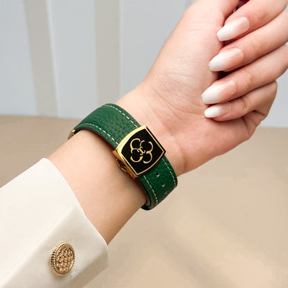 Luxury Butterfly Buckle Leather Strap For Apple Watch